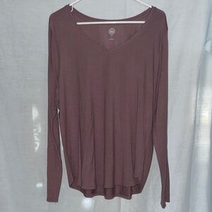 Women's V-Neck Long Sleeve Top - Brown